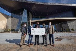 Left to right: OG&E Senior Account Executive Jeff Lemon and Community Affairs Manager Spencer Browne with OKC Mayor David Holt, MAPS Program Manager David Todd and OG&E CEEP/IEEP Program Manager Forrest McGee.